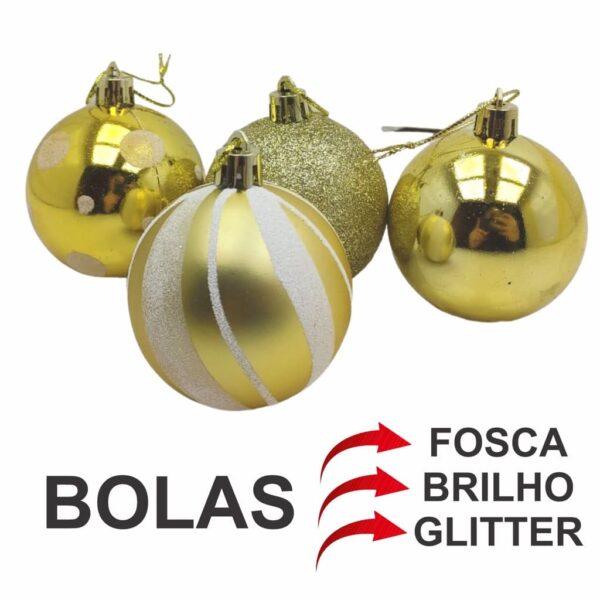 Kit 30 Bolas Enfeite de Natal Gliter Decoração - Imagem 2