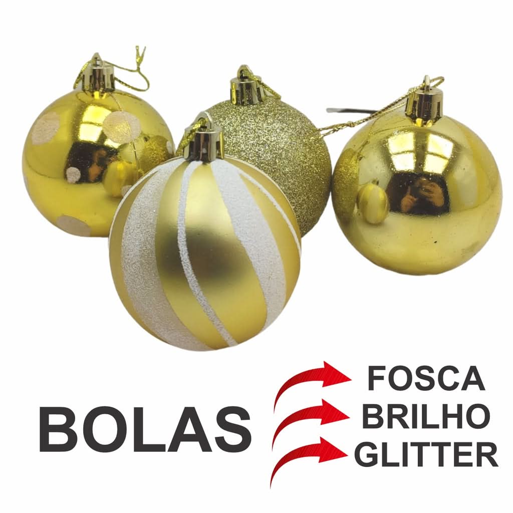 Kit 30 Bolas Enfeite de Natal Gliter Decoração - Imagem 2