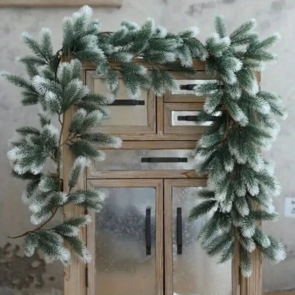 Festão de Natal Realista Verde Nevado - Imagem 2