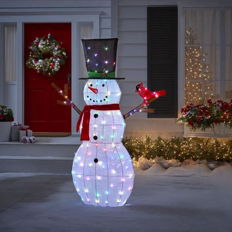 Boneco de Neve Cintilante com 100 LEDs Multicoloridos – 1,82 m - Imagem 4