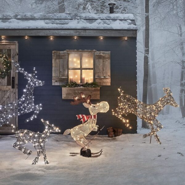 Alce Esquiador Iluminado com 50 LEDs Branco Quente – 86 cm - Imagem 2