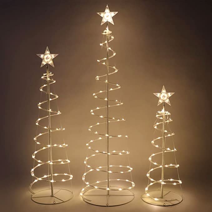 Conjunto de Árvores de Natal Espiral Iluminadas com LED – 3 Peças - Imagem 2