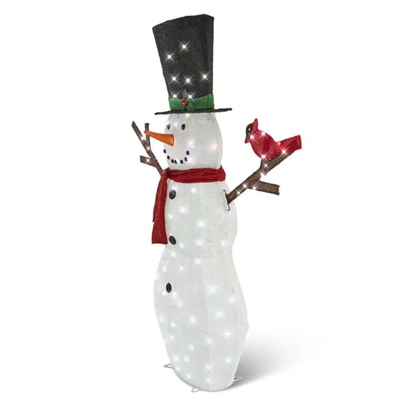 Boneco de Neve Cintilante com 100 LEDs Multicoloridos – 1,82 m - Imagem 5