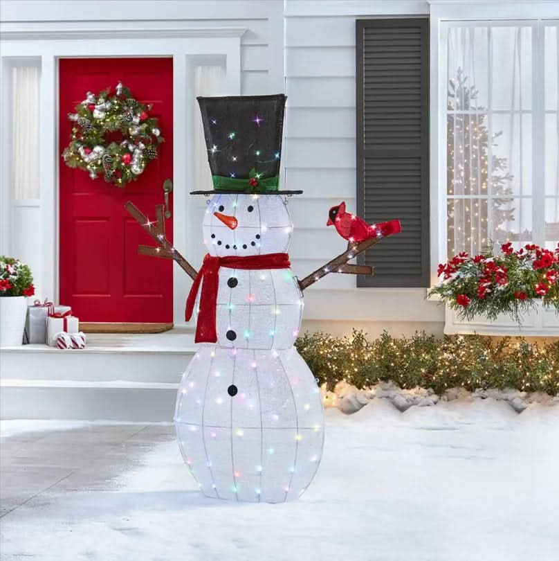 Boneco de Neve Cintilante com 100 LEDs Multicoloridos – 1,82 m - Imagem 3