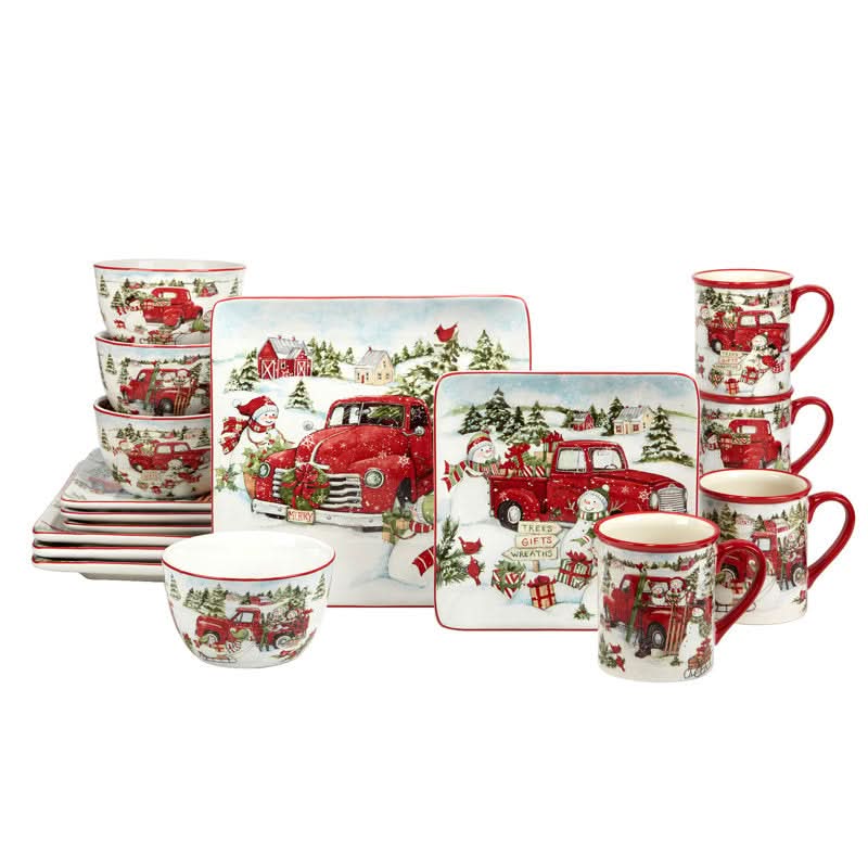 Conjunto Louças porcelana Estampa de Natal 16 peças - Serviço para 04 Pessoas - Imagem 10