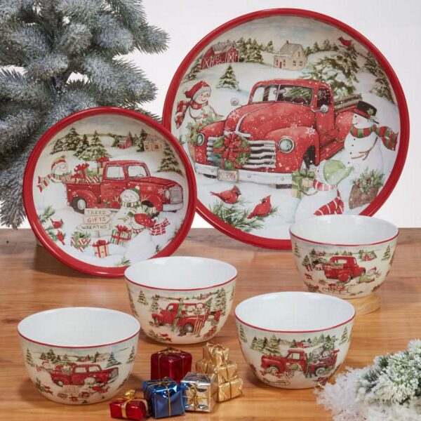 Conjunto Louças porcelana Estampa de Natal 16 peças - Serviço para 04 Pessoas - Imagem 2