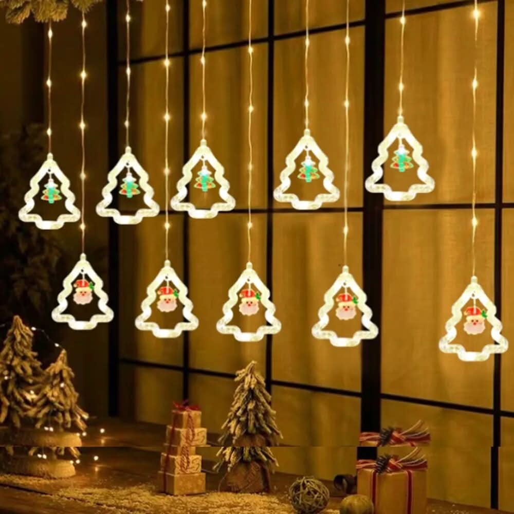 Cortina de Luzes de Natal em LED para Decoração – Brilho Festivo e Encantador - Imagem 7