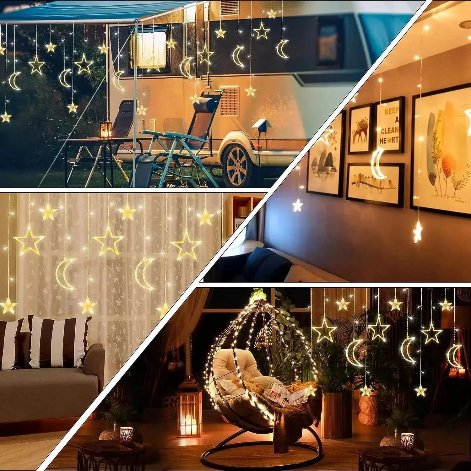 Luzes de Fada Estrela e Lua LED Solar - Encanto Natalino - Imagem 4