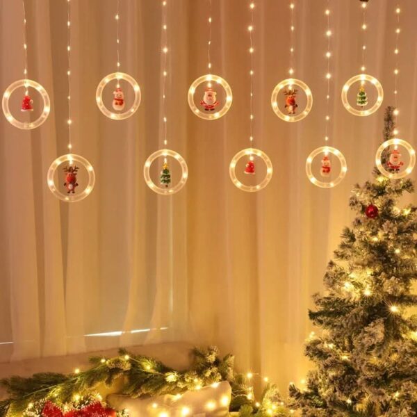 Cortina de Luzes de Natal em LED para Decoração – Brilho Festivo e Encantador - Imagem 5