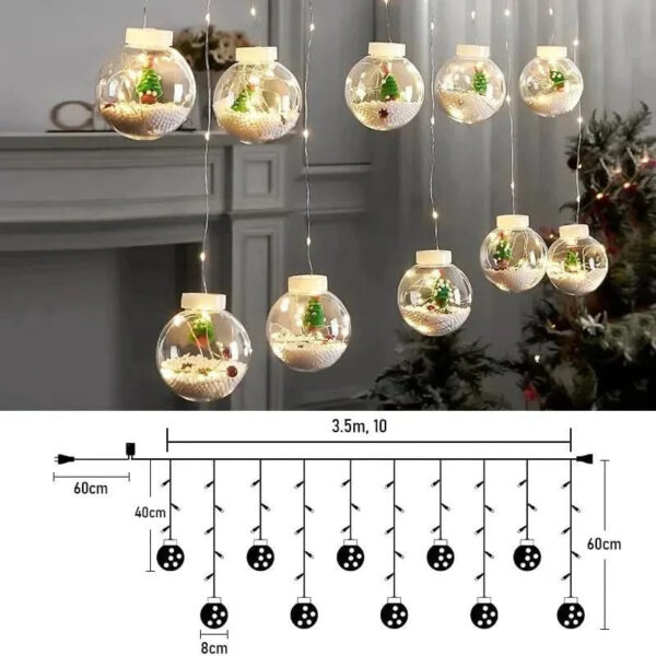 Cortina de Luzes em LED Globos Decoração de Natal - Imagem 9