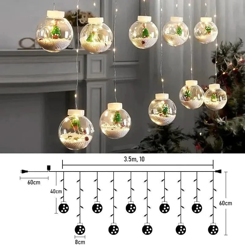 Cortina de Luzes em LED Globos Decoração de Natal - Imagem 9