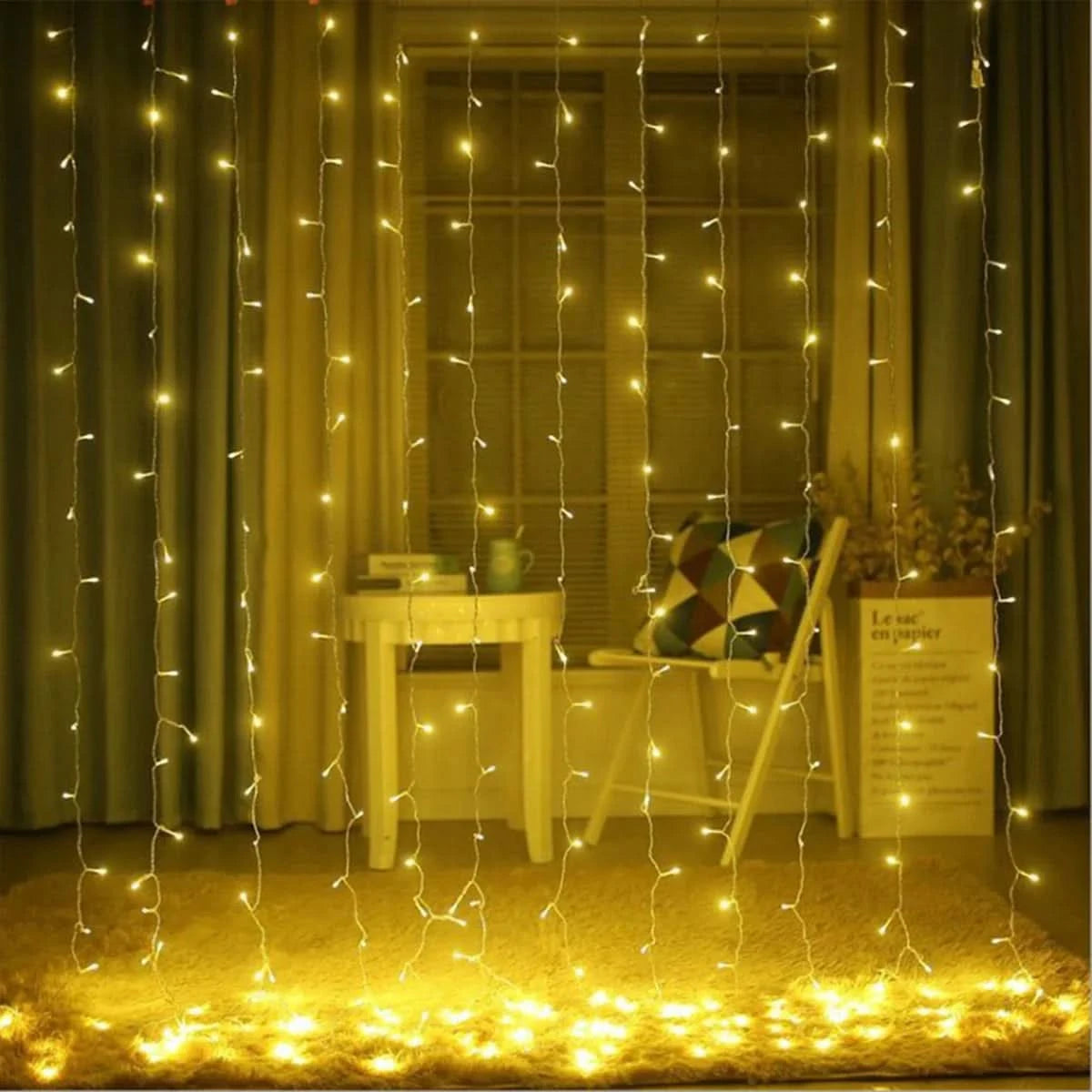 Cortina de Luzes de Fadas LED com Controle Remoto para Natal - Imagem 3