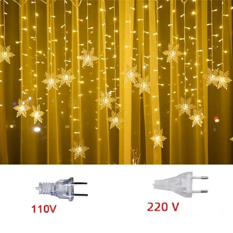 Luzes em LED Modelo Cortina Decoração de Natal Flocos de Neve - Imagem 6