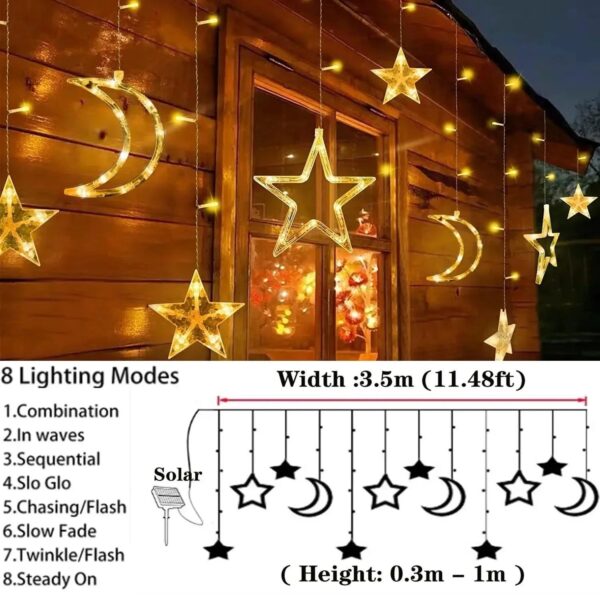 Luzes de Fada Estrela e Lua LED Solar - Encanto Natalino - Imagem 5