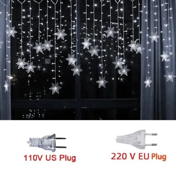 Luzes em LED Modelo Cortina Decoração de Natal Flocos de Neve - Imagem 7