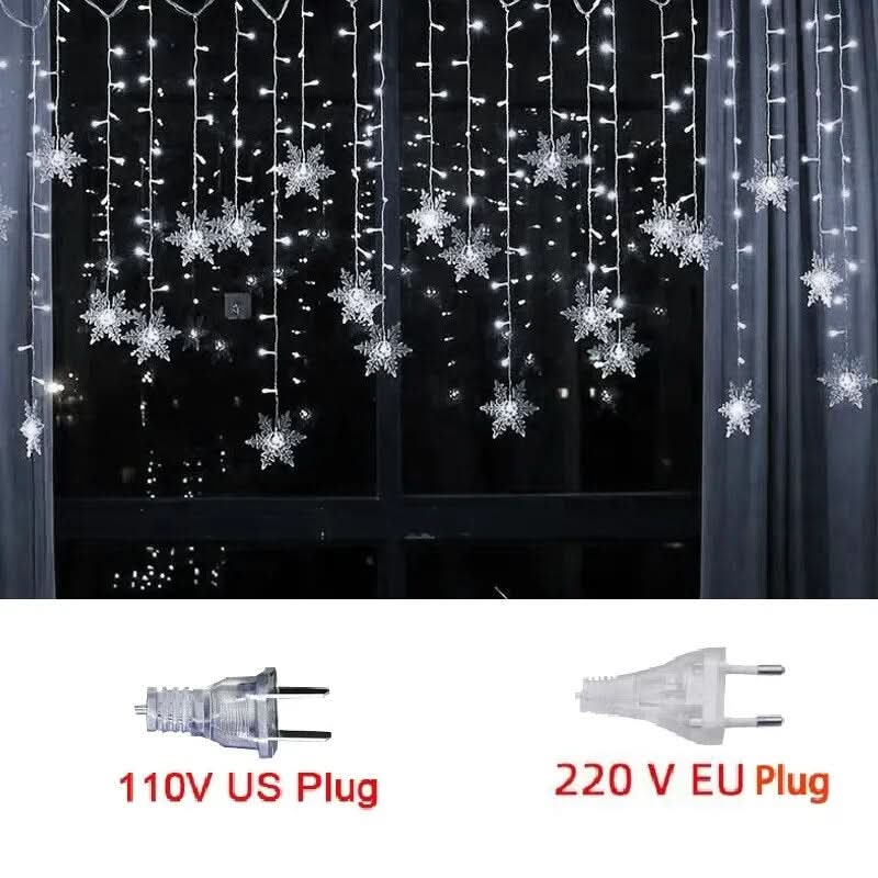 Luzes em LED Modelo Cortina Decoração de Natal Flocos de Neve - Imagem 7