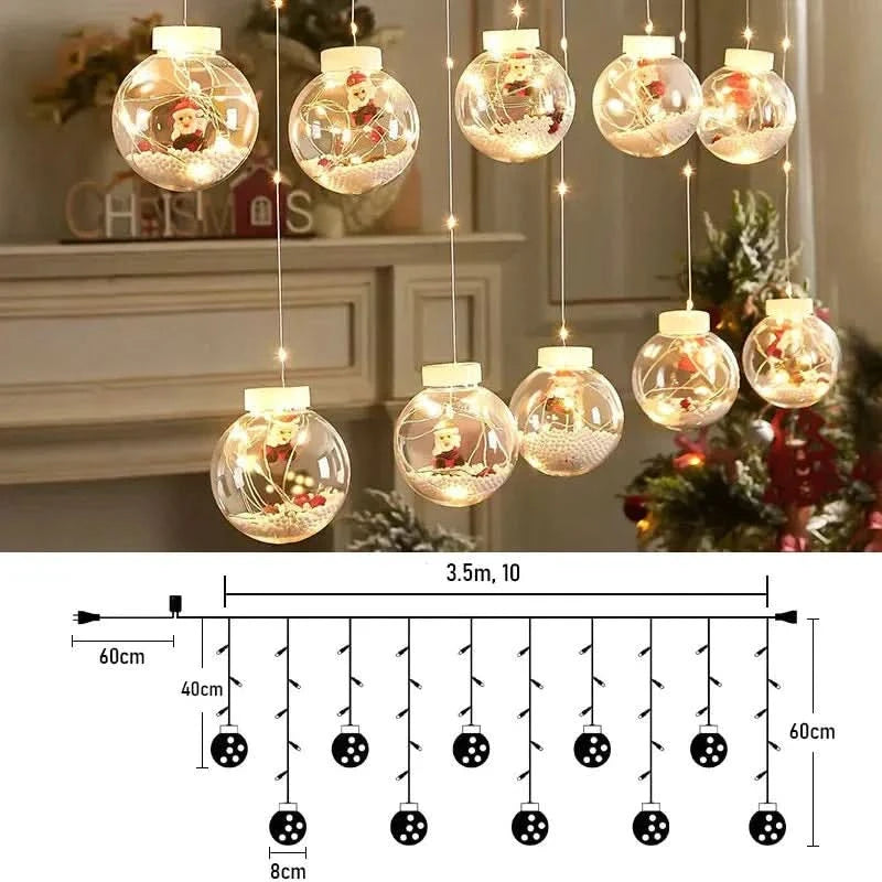 Cortina de Luzes em LED Globos Decoração de Natal - Imagem 7