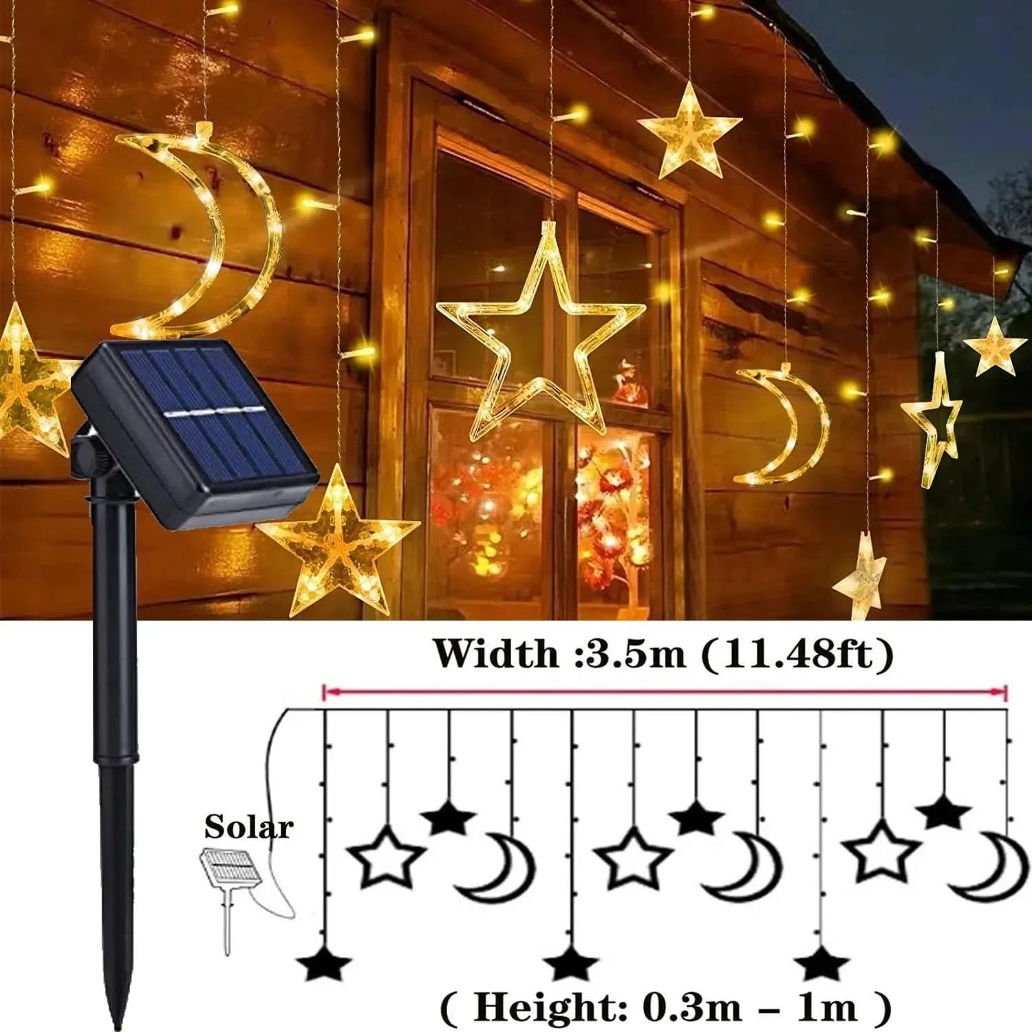 Luzes de Fada Estrela e Lua LED Solar - Encanto Natalino - Imagem 9