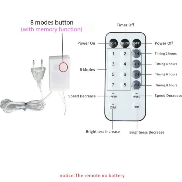 Cortina de Luzes de Fadas LED com Controle Remoto para Natal - Imagem 5
