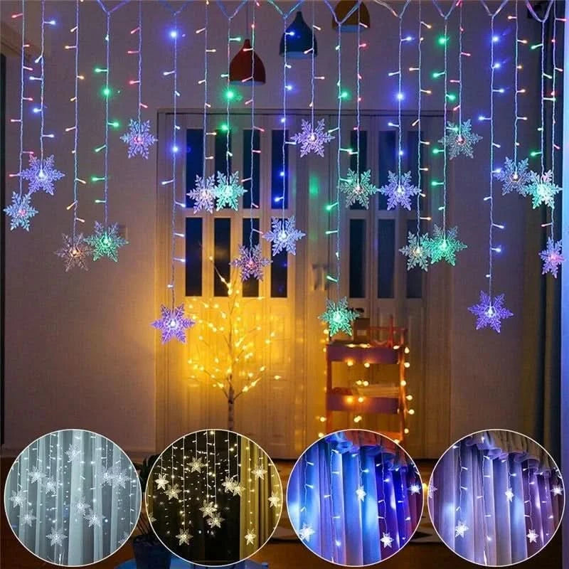 Cortina de Luzes LED Floco de Neve – Magia Natalina em Cada Detalhe - Imagem 4