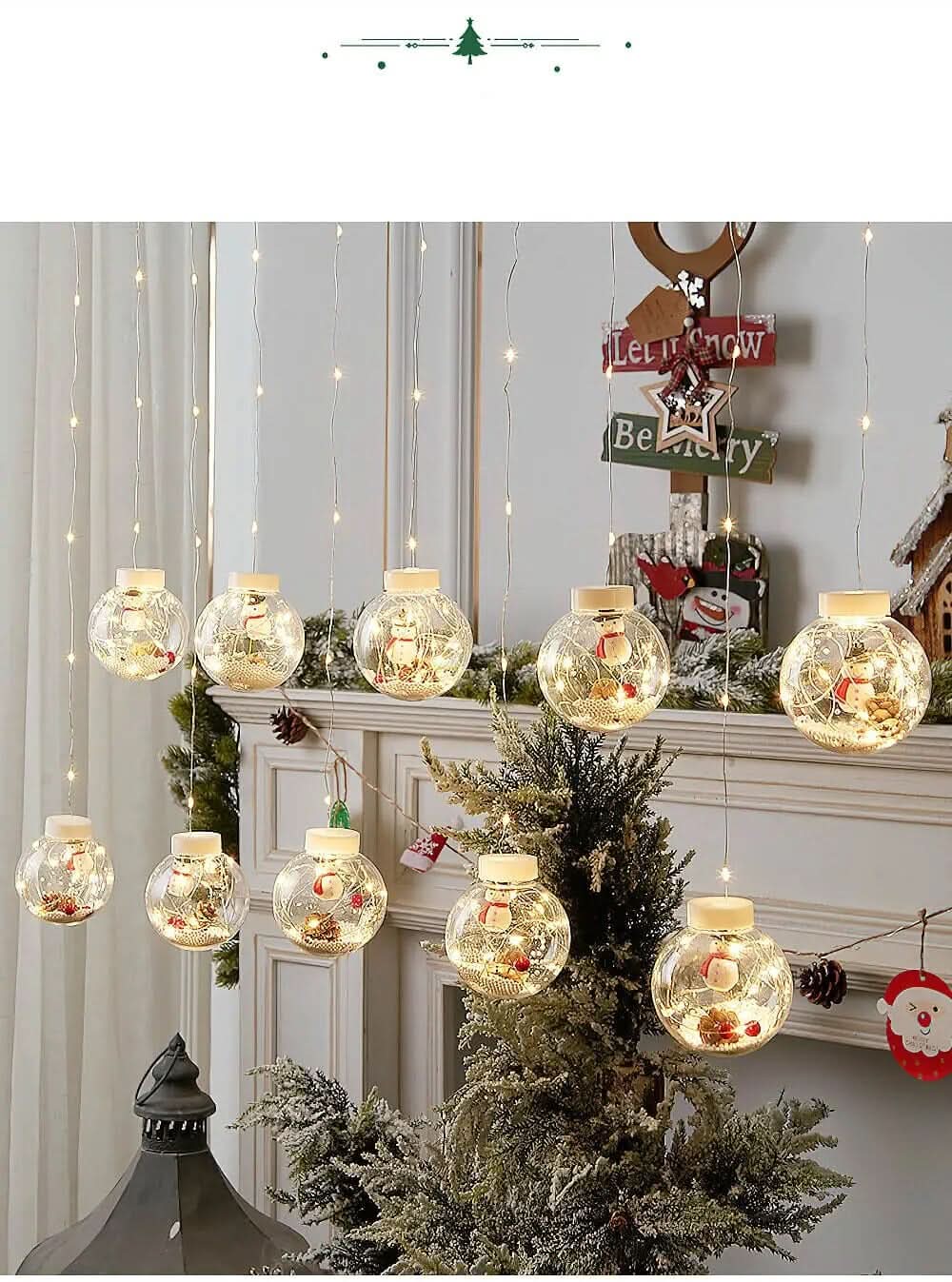 Cortina de Luzes em LED Globos Decoração de Natal - Imagem 13