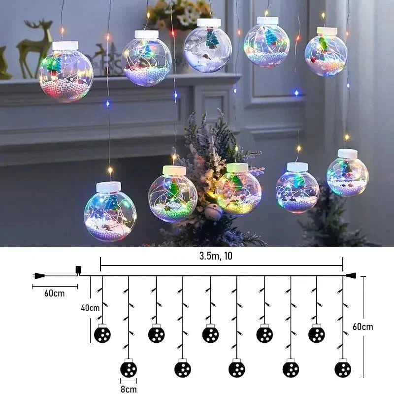 Cortina de Luzes em LED Globos Decoração de Natal - Imagem 10