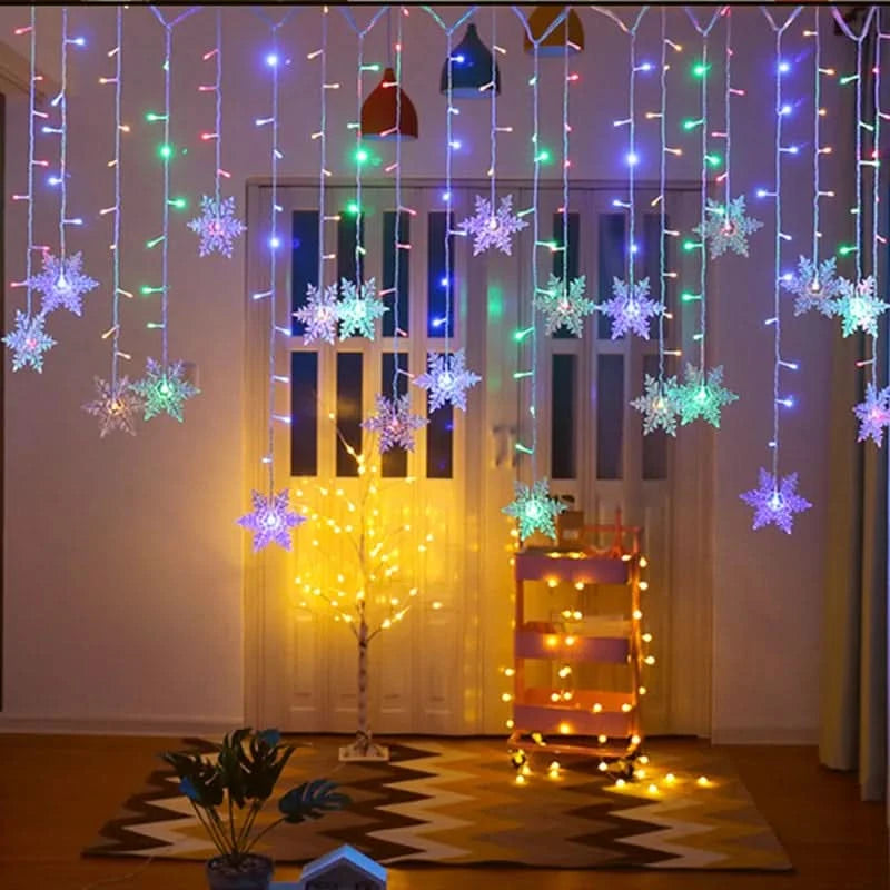 Cortina de Luzes LED Floco de Neve – Magia Natalina em Cada Detalhe - Imagem 23