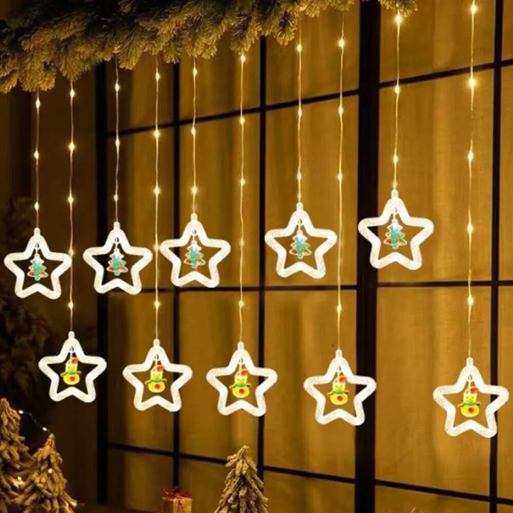 Cortina de Luzes de Natal em LED para Decoração – Brilho Festivo e Encantador - Imagem 9