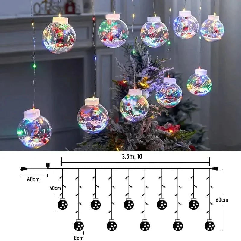 Cortina de Luzes em LED Globos Decoração de Natal - Imagem 8