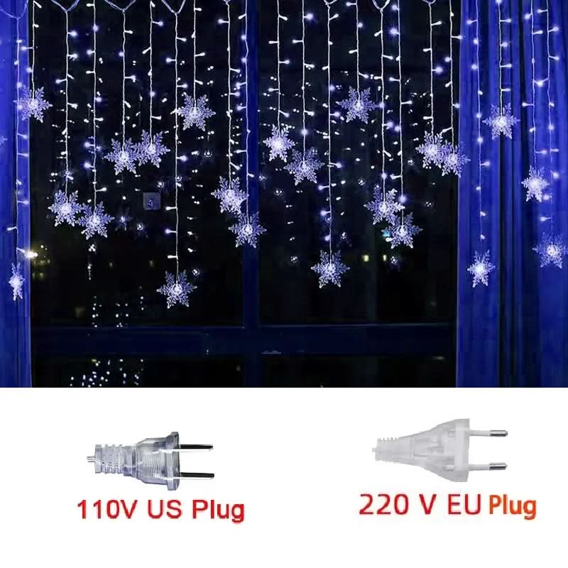 Luzes em LED Modelo Cortina Decoração de Natal Flocos de Neve - Imagem 9