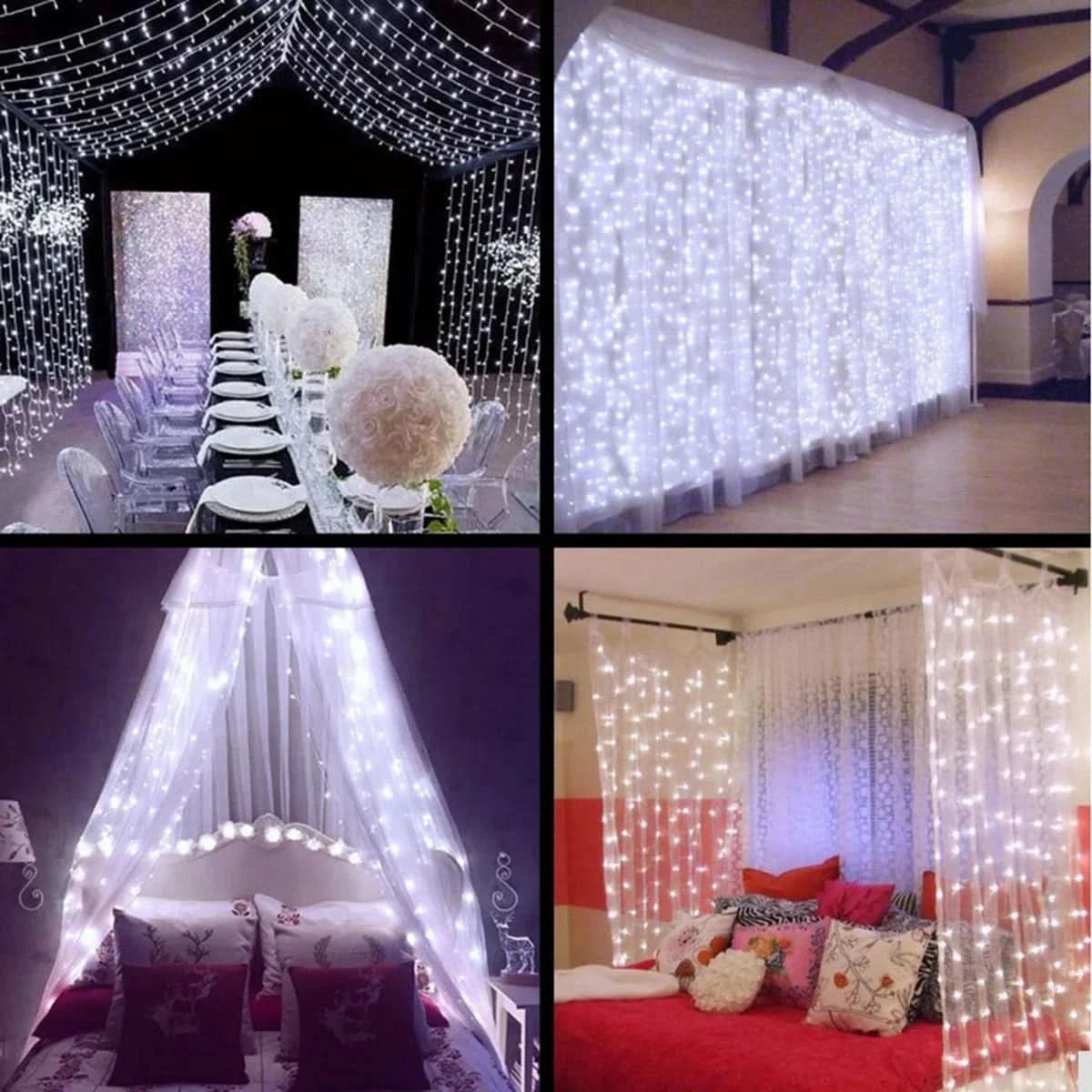 Cortina de Luzes de Fadas LED com Controle Remoto para Natal - Imagem 4