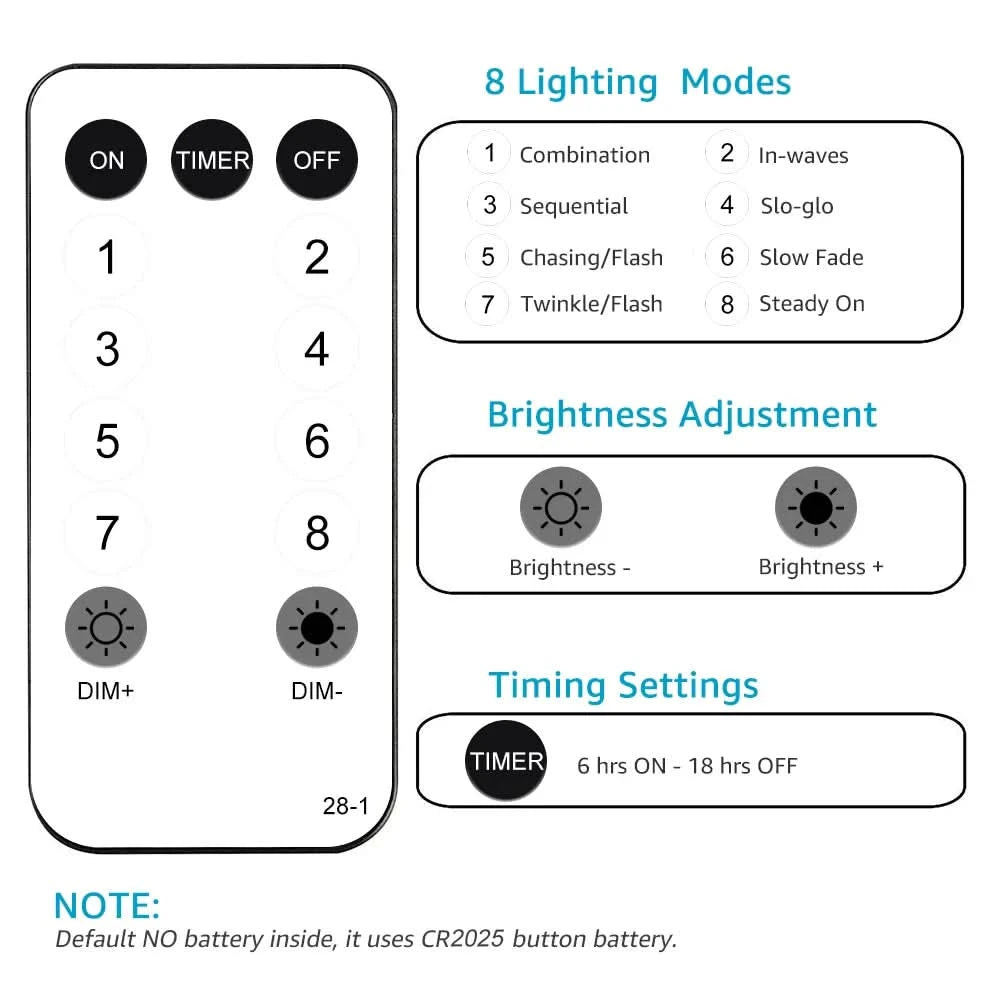 Luzes de Fada LED Impermeáveis - Magia Natalina com Controle Remoto - Imagem 4
