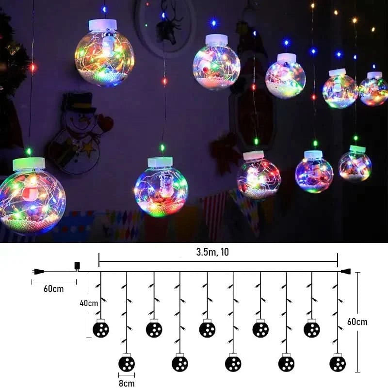 Cortina de Luzes em LED Globos Decoração de Natal - Imagem 12