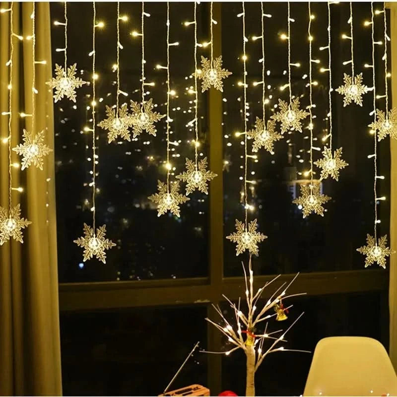 Cortina de Luzes LED Floco de Neve – Magia Natalina em Cada Detalhe - Imagem 22