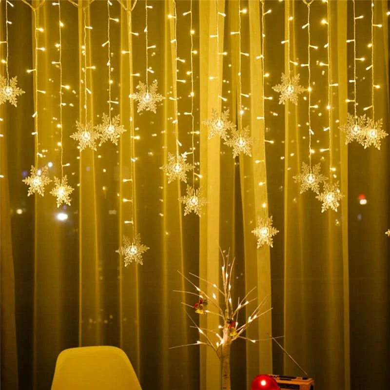 Cortina de Luzes LED Floco de Neve – Magia Natalina em Cada Detalhe - Imagem 18