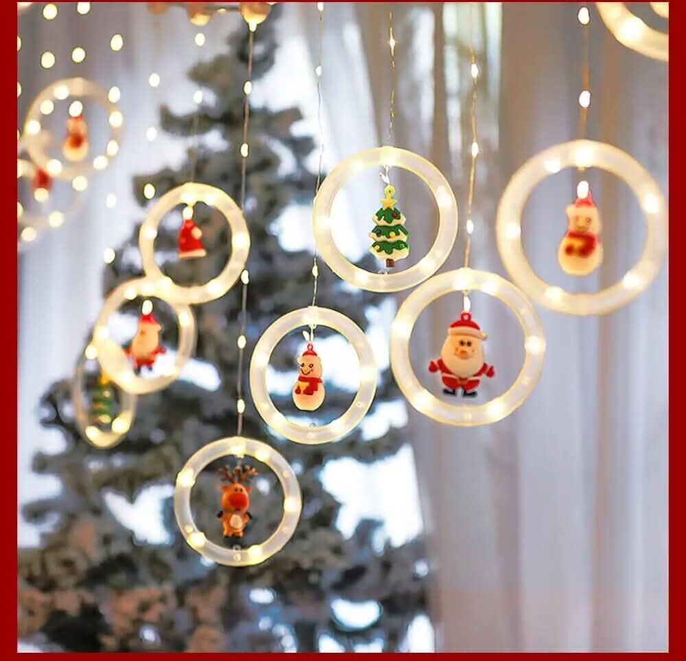Cortina de Luzes de Natal em LED para Decoração – Brilho Festivo e Encantador - Imagem 13