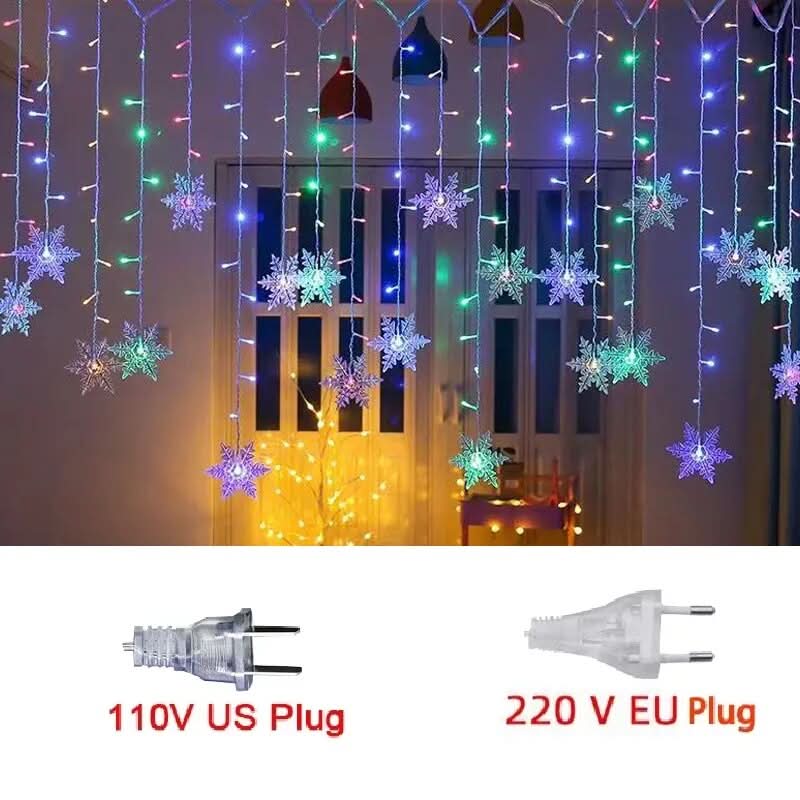 Luzes em LED Modelo Cortina Decoração de Natal Flocos de Neve - Imagem 8