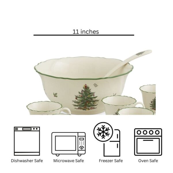 Kit 10 Peças de Porcelana - Estampa Árvore de Natal - Imagem 4
