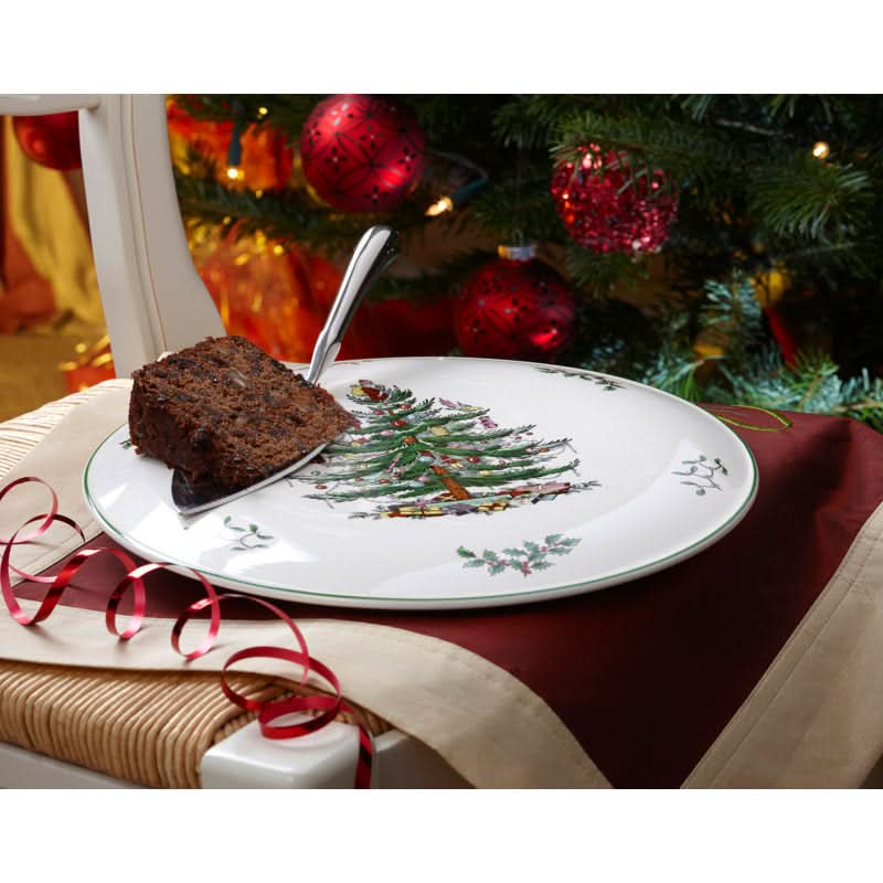 Conjunto de prato e servidor para bolo - Estampa Árvore de Natal - Imagem 2