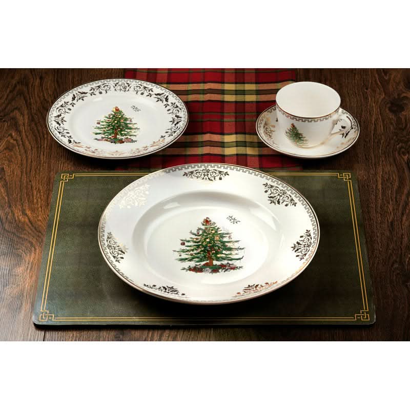Kit 4 Peças com estampa Árvore de Natal + detalhes Dourado - Serviço para 01 Pessoa - Imagem 4