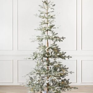 Árvore de Natal Nevada com Galhos Nevados, Suporte Metálico e Micro LEDs Embutidos