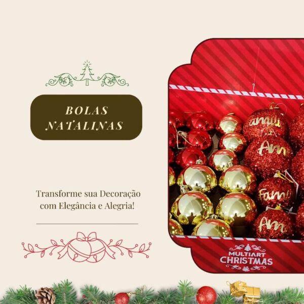 Kit 30 Bolinhas de Natal Decorações 8/6 Cm Conjunto 30 Bolas Coloridas - Imagem 3