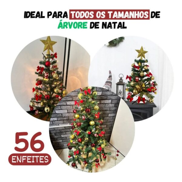 Kit 56 Enfeites Decoração Árvore De Natal Pendentes Bolinhas Pisca - Imagem 9