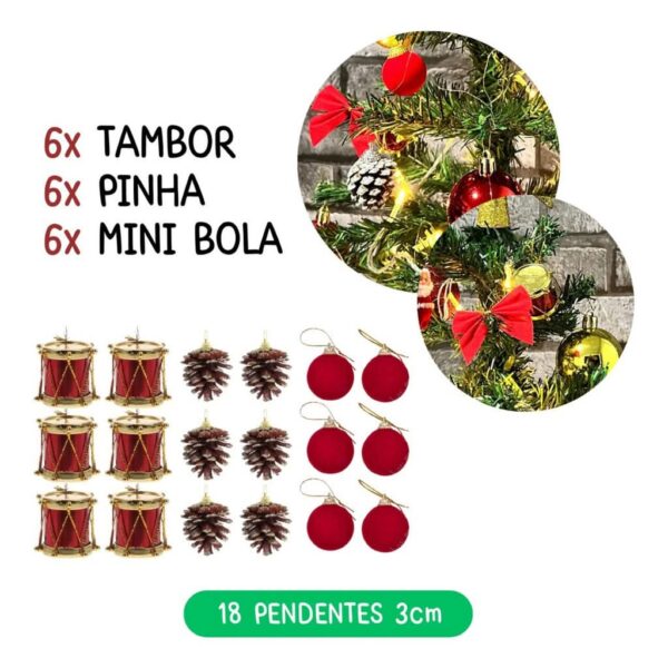 Kit 56 Enfeites Decoração Árvore De Natal Pendentes Bolinhas Pisca - Imagem 5