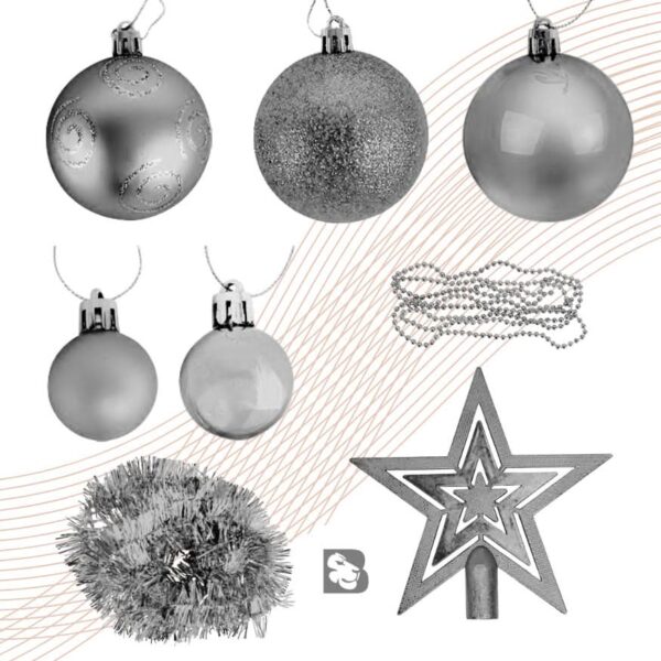 Kit 44 Enfeites Para Árvore de Natal Estrela Bolas Festão Cordão Pérolas Decoração Natalina - Imagem 9