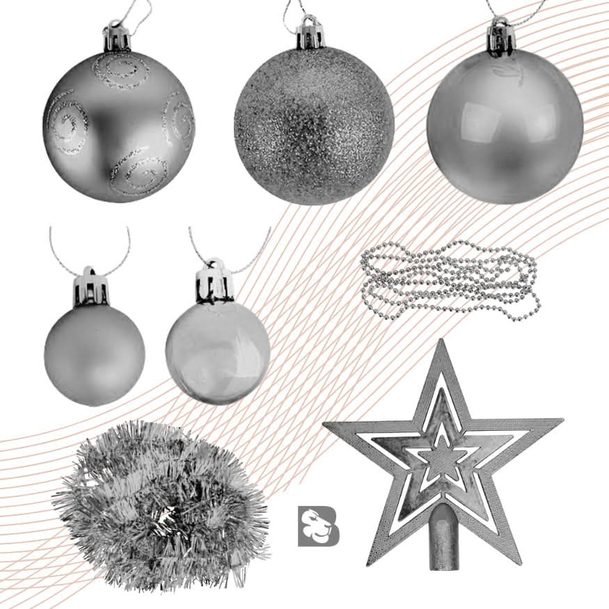 Kit 44 Enfeites Para Árvore de Natal Estrela Bolas Festão Cordão Pérolas Decoração Natalina - Imagem 9