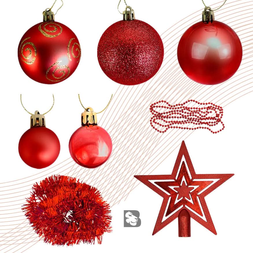 Kit 44 Enfeites Para Árvore de Natal Estrela Bolas Festão Cordão Pérolas Decoração Natalina - Imagem 5