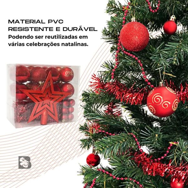 Kit 44 Enfeites Para Árvore de Natal Estrela Bolas Festão Cordão Pérolas Decoração Natalina - Imagem 2