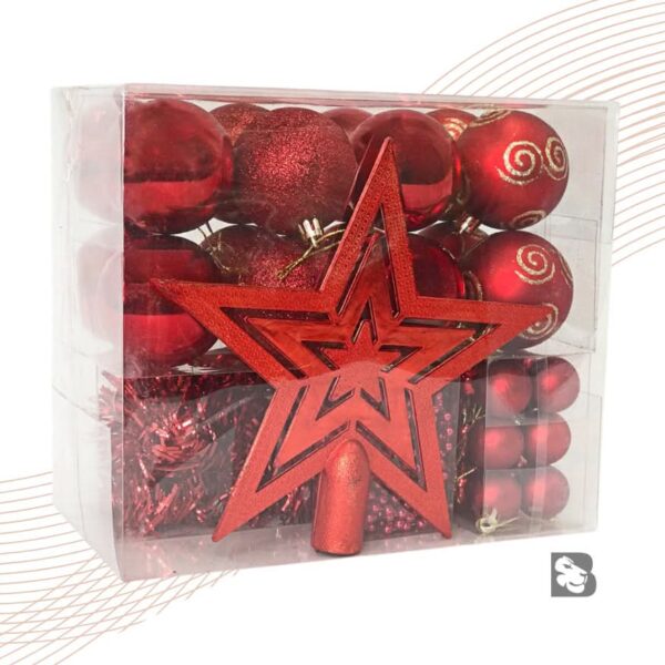 Kit 44 Enfeites Para Árvore de Natal Estrela Bolas Festão Cordão Pérolas Decoração Natalina - Imagem 10