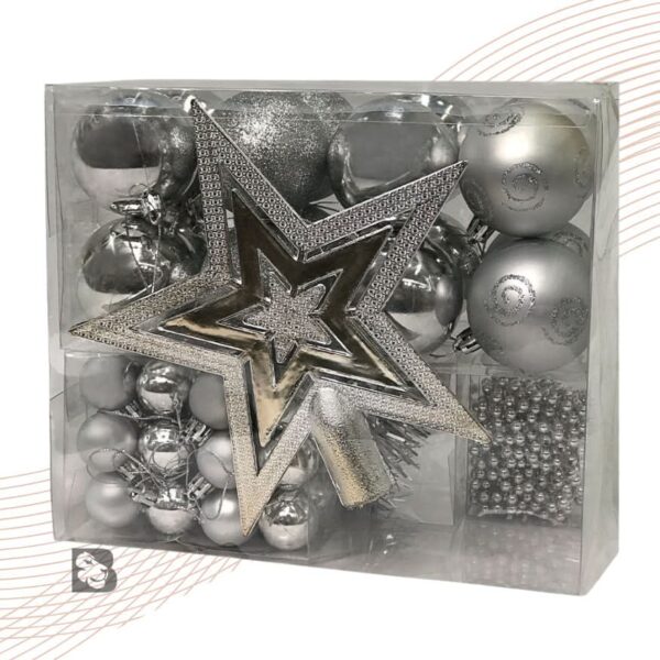 Kit 44 Enfeites Para Árvore de Natal Estrela Bolas Festão Cordão Pérolas Decoração Natalina - Imagem 12